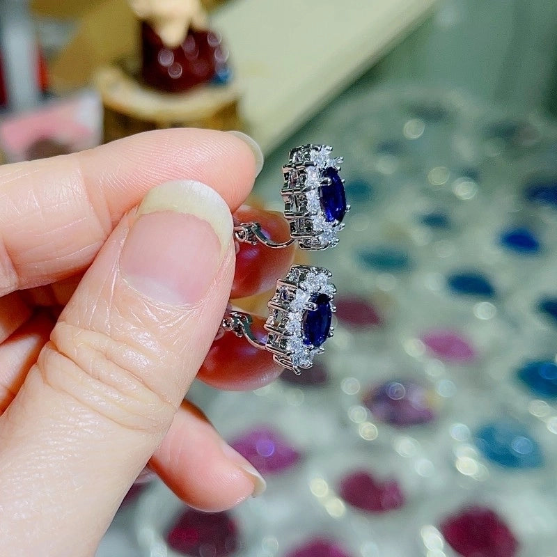 1 Pair Vintage Style Shiny Oval Plating Inlay Copper Zircon White Gold Plated Ear Clips Ear Studs