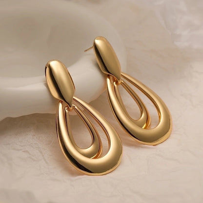 1 Pair Minimalist Geometric Plating Copper 18k Gold Plated Drop Earrings