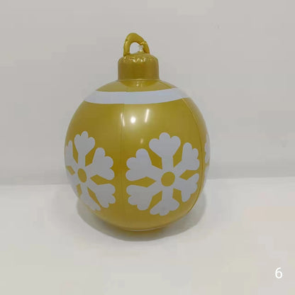 2 Pieces Christmas Decoration Balloon 60cm Outdoor Fun Festive Atmosphere Printed Pvc Inflatable Christmas Ball Craft Ornament