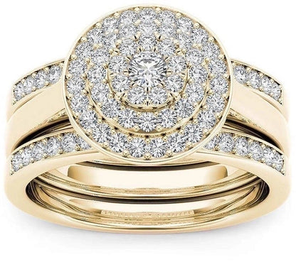 Fashion Flower Alloy Plating Artificial Gemstones Women\'S Ring Sets