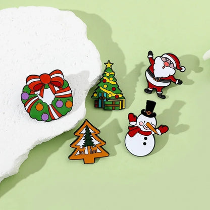Cute Pin Christmas Tree Santa Claus Snowman Alloy Cartoon Enamel Unisex Brooches