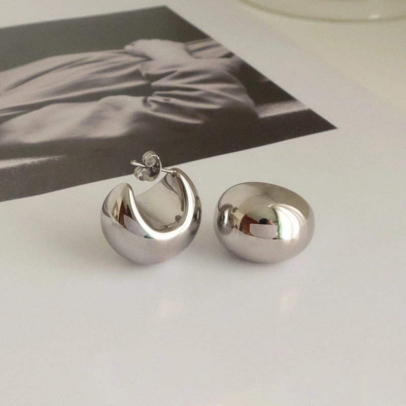 1 Pair Casual Minimalist Geometric Inlay Titanium Steel Pearl Zircon Ear Cuffs Earrings Ear Studs