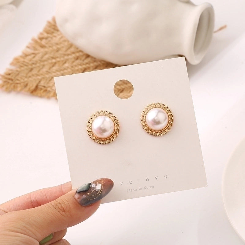 10 Pieces Minimalist Heart Shape Flower Bow Knot Imitation Pearl Alloy Rhinestone Irregular Women\'S Earrings 1 Pair