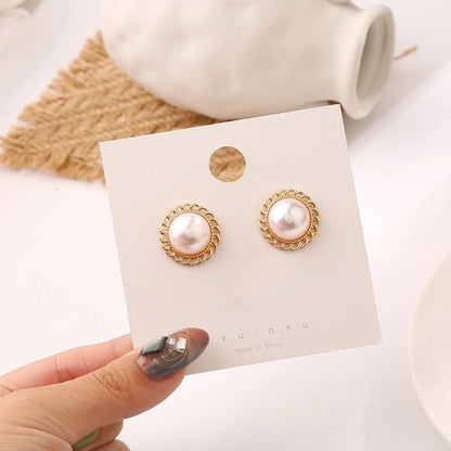 10 Pieces Minimalist Heart Shape Flower Bow Knot Imitation Pearl Alloy Rhinestone Irregular Women\'S Earrings 1 Pair