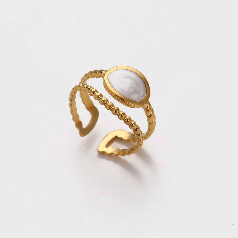 Elegant Minimalist Geometric 304 Stainless Steel Enamel Stainless Steel Rings