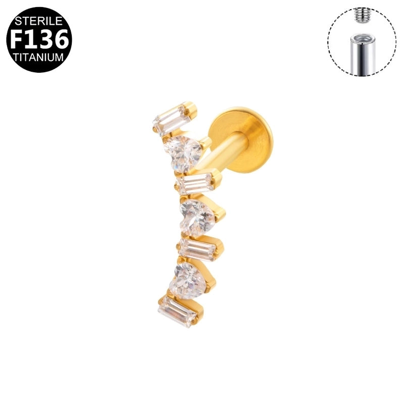 1 Piece Lip Rings Minimalist Snowflake Pure Titanium Plating Inlay Zircon White Gold Plated Silver Plated Lip Rings Ear Cartilage Rings & Studs