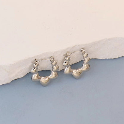 1 Pair Minimalist Round Square Heart Shape 304 Stainless Steel Earrings