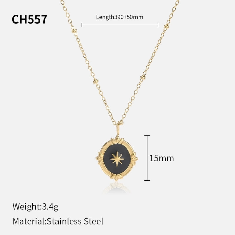 Minimalist Round Stainless Steel Titanium Steel Plating Necklace 1 Piece