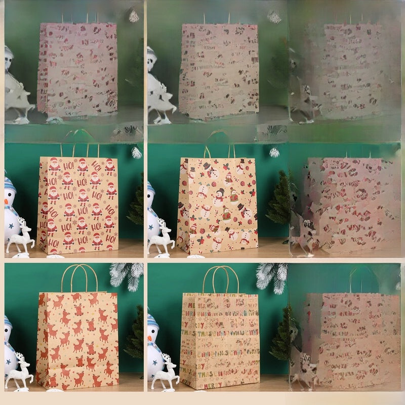 Christmas Gift Bag Kraft Paper Storage Gift Tote Bag Advertising Take-out Packing Bag Logo Factory