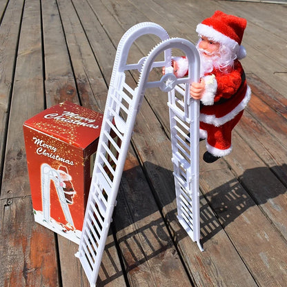 Crawling Beads Electric Music Santa Claus Climbing Ladder Deer Pull Car Creative Christmas Gift Christmas Decoration Ornaments
