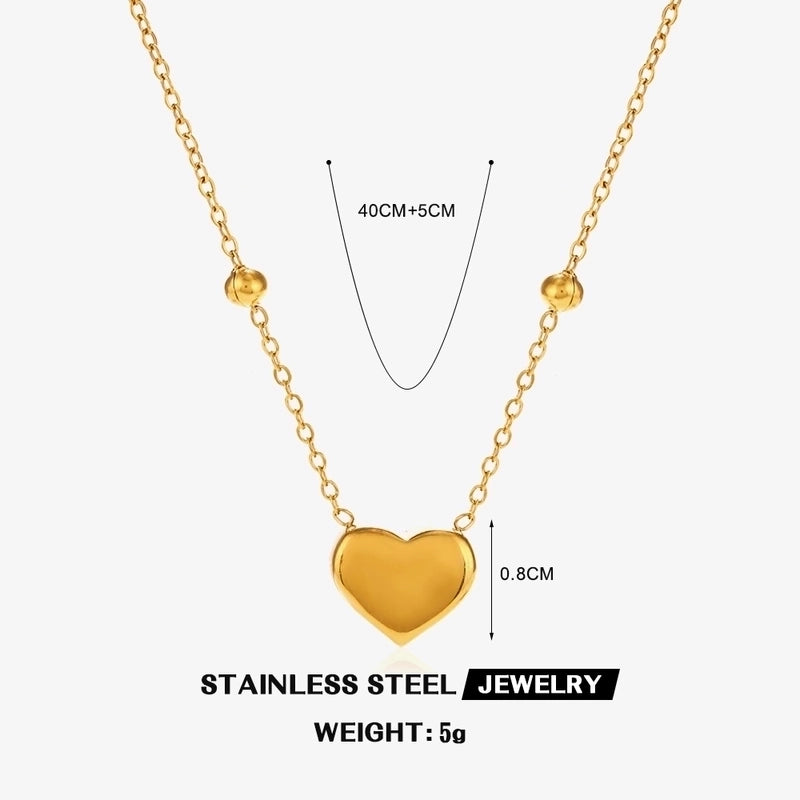 304 Stainless Steel 18K Gold Plated Minimalist Classic Style Plating Inlay Heart Shape Artificial Shell Rhinestones Pendant Necklace