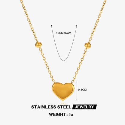 304 Stainless Steel 18K Gold Plated Minimalist Classic Style Plating Inlay Heart Shape Artificial Shell Rhinestones Pendant Necklace