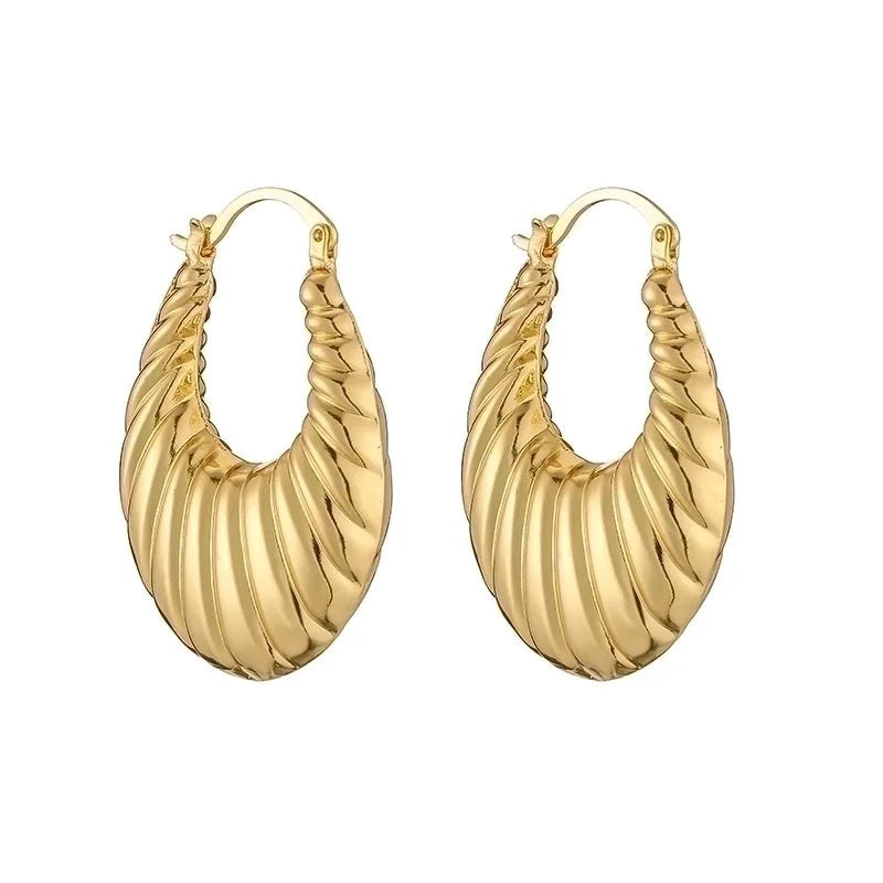 1 Pair Vintage Style Minimalist C Shape Oval Twist Plating Copper 18k Gold Plated Earrings