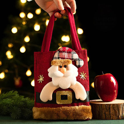 2 Pieces Christmas Eve Gift Bag Candy Gift Bag Plush Handbag Christmas Party Gift