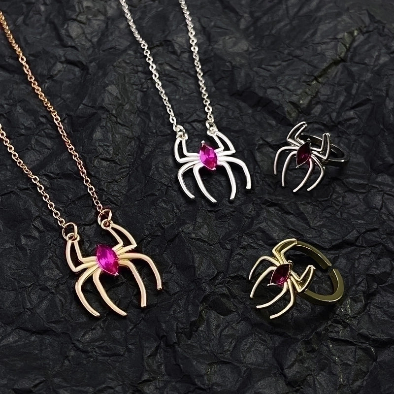 Funny Spider Alloy Plating 14k Gold Plated Silver Plated Halloween Women's Jewelry Set