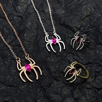 Funny Spider Alloy Plating 14k Gold Plated Silver Plated Halloween Women's Jewelry Set