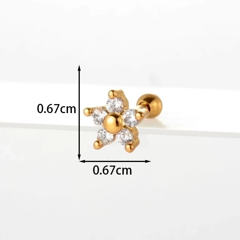 Ear Cartilage Rings & Studs Flower 316L Stainless Steel Copper