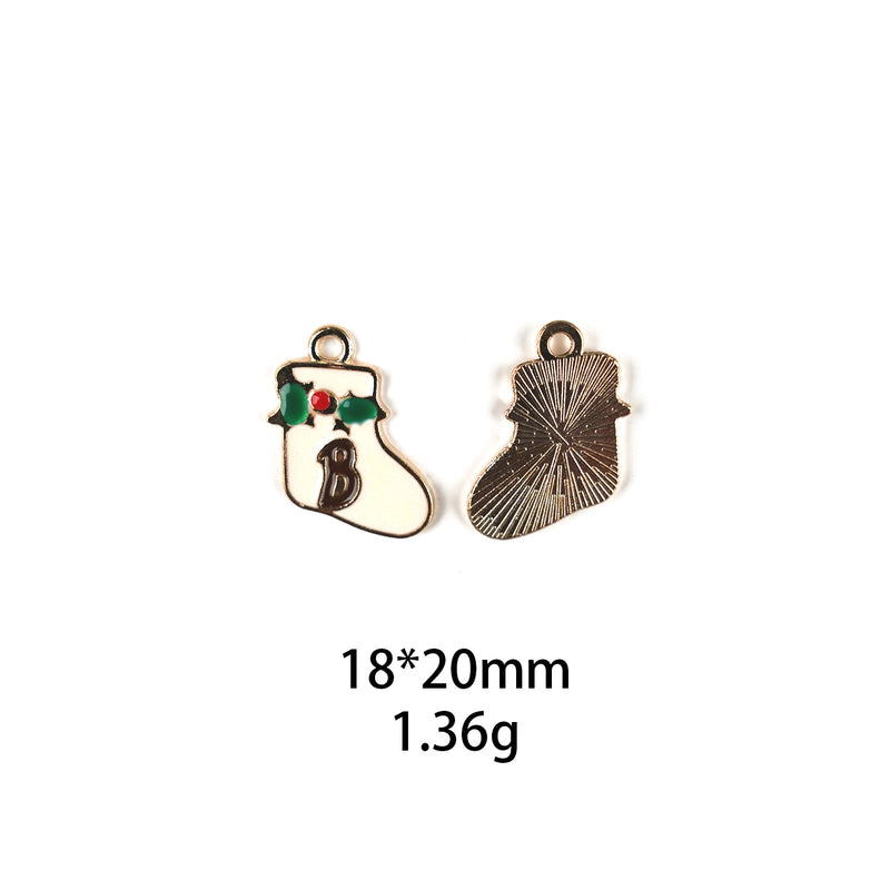 10 PCS/Package Zinc Alloy Christmas Tree Santa Claus Christmas Socks Pendant Jewelry Accessories