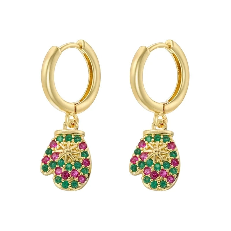 1 Pair Christmas Elegant Romantic Christmas Hat Christmas Tree Santa Claus Inlay Copper Zircon 18K Gold Plated Drop Earrings