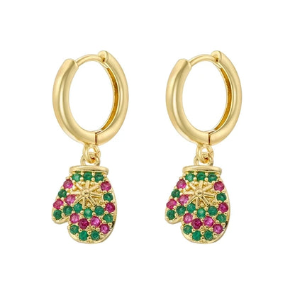 1 Pair Christmas Elegant Romantic Christmas Hat Christmas Tree Santa Claus Inlay Copper Zircon 18K Gold Plated Drop Earrings