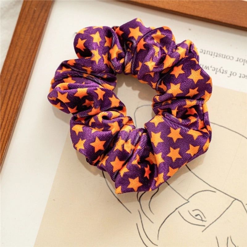 Halloween Fashion Women'S Pumpkin Heart Shape Flannel Printing Hair Tie
