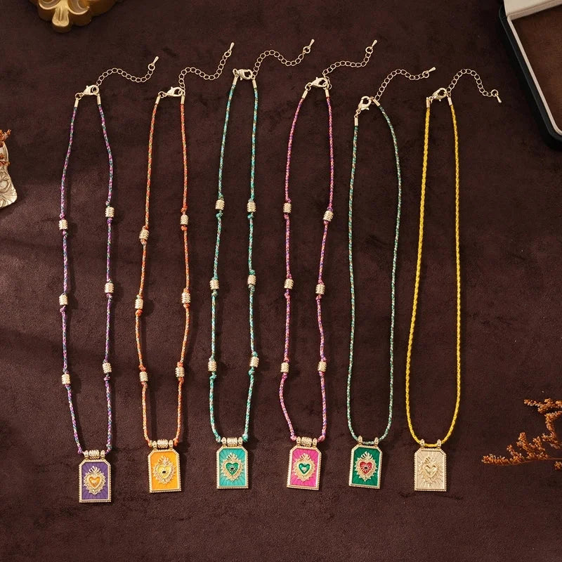 Copper Gold Plated Enamel Tarot Pendant Necklace