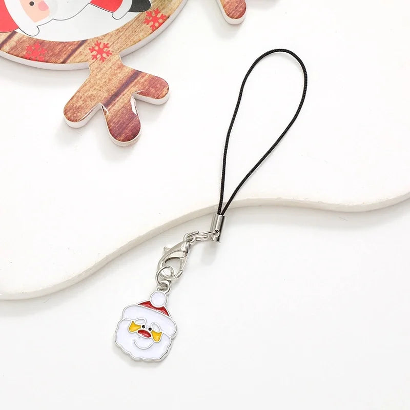 Cute Christmas Tree Snowman Snowflake Alloy Plating Christmas Bag Pendant Mobile Phone Chain