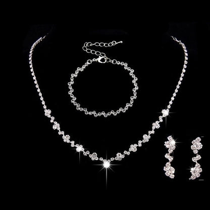 Minimalist Solid Color Rhinestone Inlay Zircon Jewelry Set