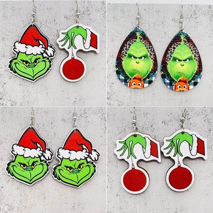 1 Pair IG Style Minimalist Cartoon Christmas Hat Monster Wood Drop Earrings