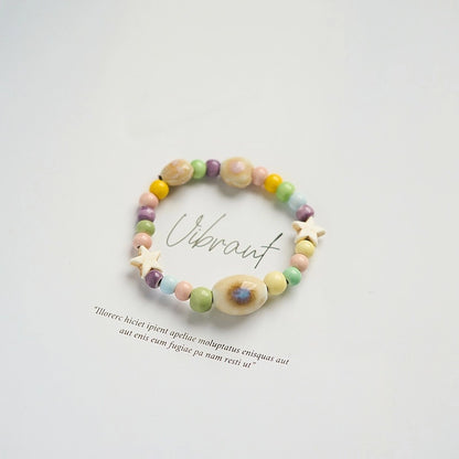 Jingdezhen Ceramic Bracelet New Color-free Women's Summer Student's Antique Beaded Bracelet Small Fresh And Popular