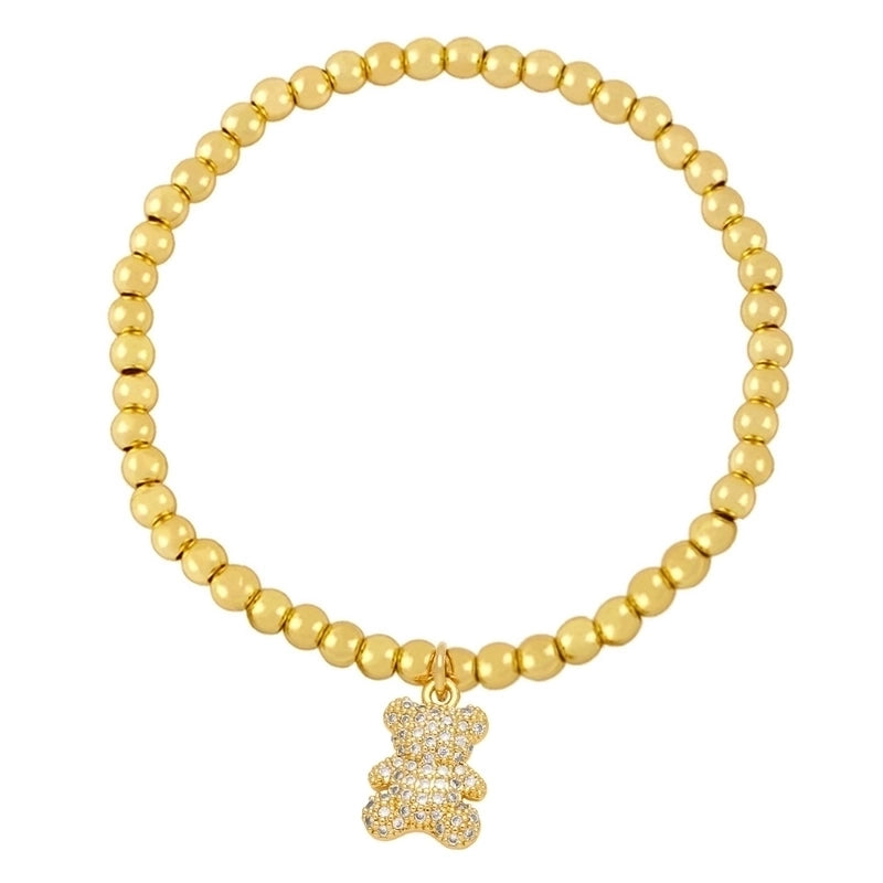 Ig Style Cute Fashion Bear Copper Beaded Plating Inlay Zircon Bracelets
