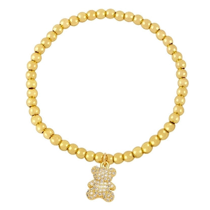 Ig Style Cute Fashion Bear Copper Beaded Plating Inlay Zircon Bracelets