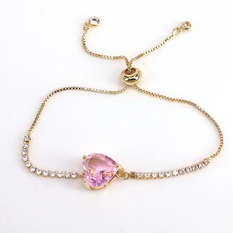 Minimalist Heart Shape Copper Zircon Bracelets In Bulk