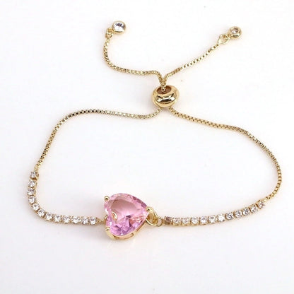 Minimalist Heart Shape Copper Zircon Bracelets In Bulk