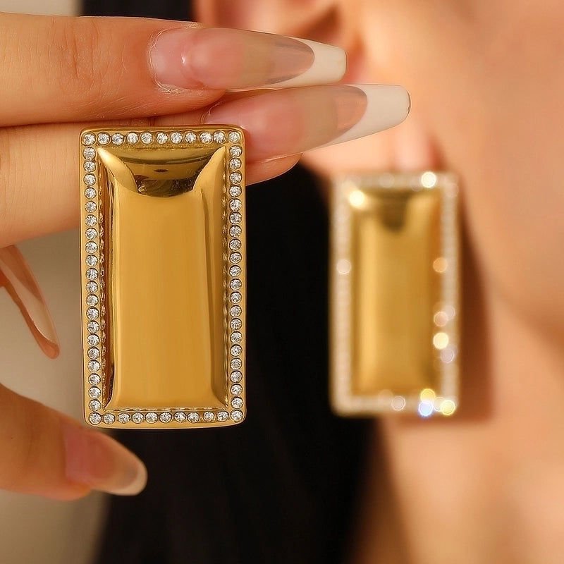 1 Pair Casual Minimalist Streetwear Geometric Plating 304 Stainless Steel Drop Earrings