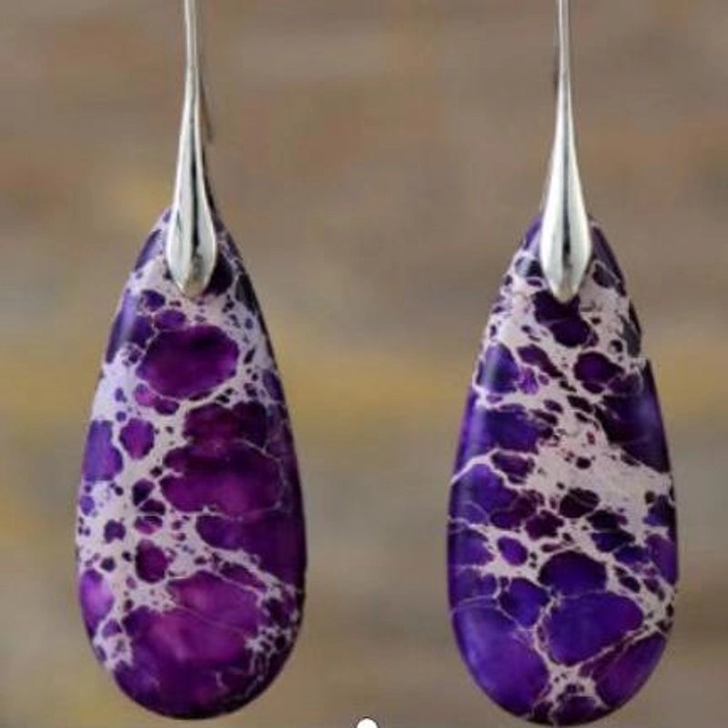 1 Pair Classic Style Water Droplets Patchwork Agate Drop Earrings