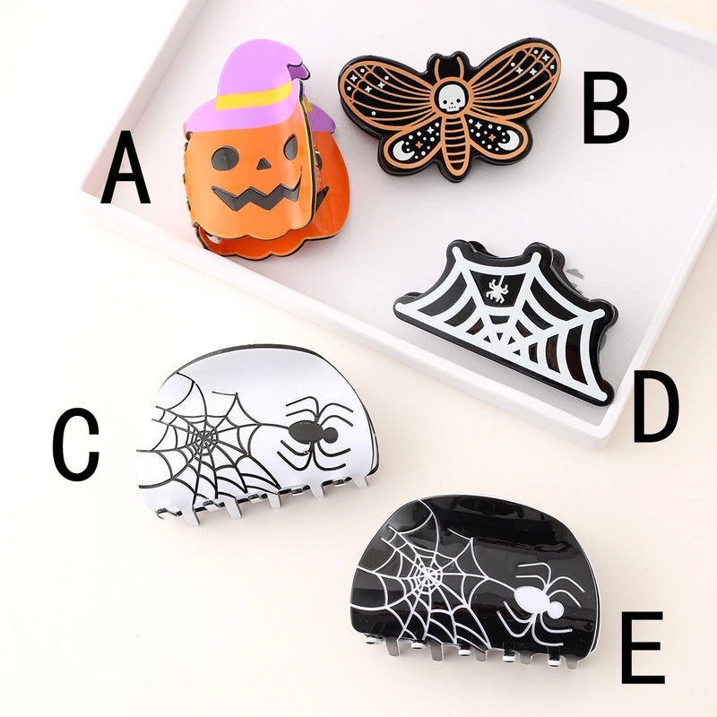 Halloween Cute Funny Women's Pumpkin Spider Web Acetic Acid Sheets Stoving Varnish Hair Claws