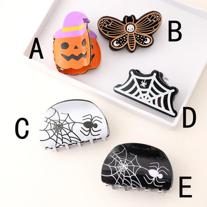 Halloween Cute Funny Women's Pumpkin Spider Web Acetic Acid Sheets Stoving Varnish Hair Claws