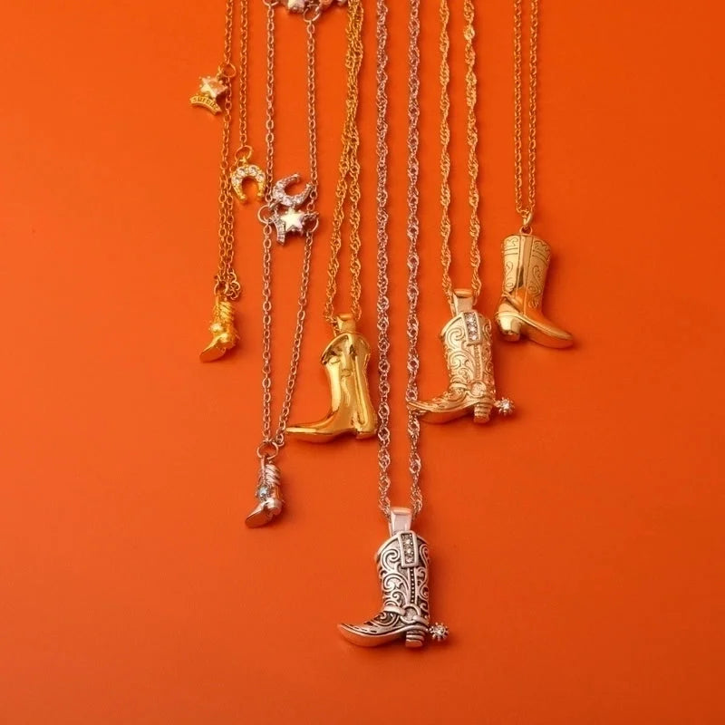 Copper 18K Gold Plated Minimalist Plating Boots Earrings Necklace