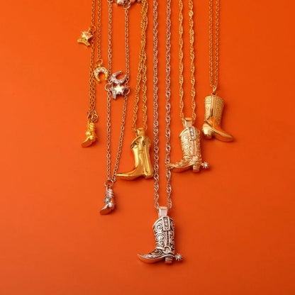 Copper 18K Gold Plated Minimalist Plating Boots Earrings Necklace