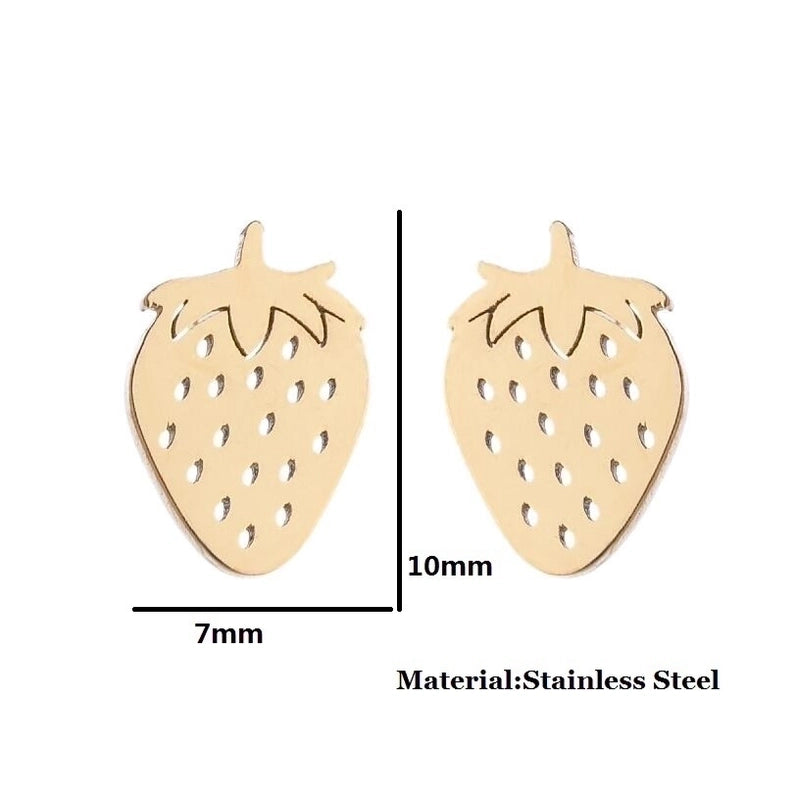 1 Pair Fashion Strawberry Plating 304 Stainless Steel 18K Gold Plated Ear Studs
