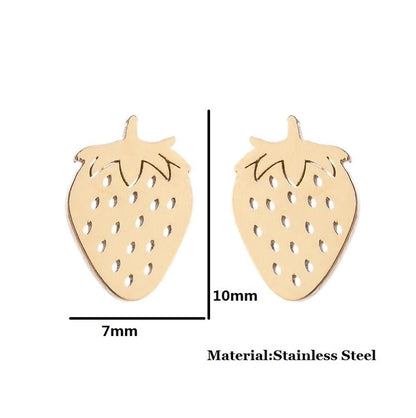 1 Pair Fashion Strawberry Plating 304 Stainless Steel 18K Gold Plated Ear Studs