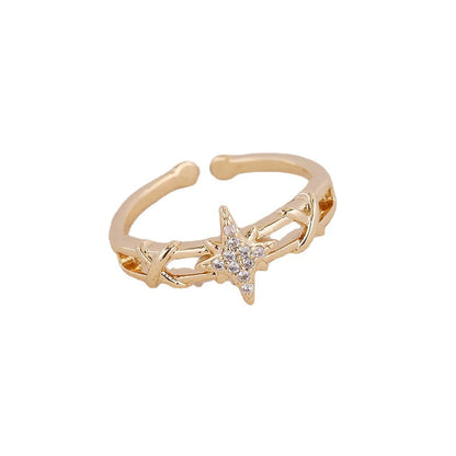 Women Eye Moon Star Copper Zircon Rings