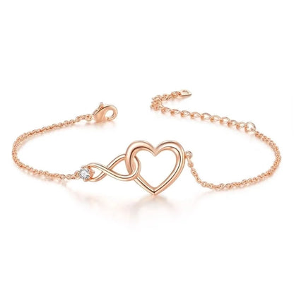 Sweet Minimalist Infinity Heart Shape Copper Inlay Zircon Bracelets Necklace