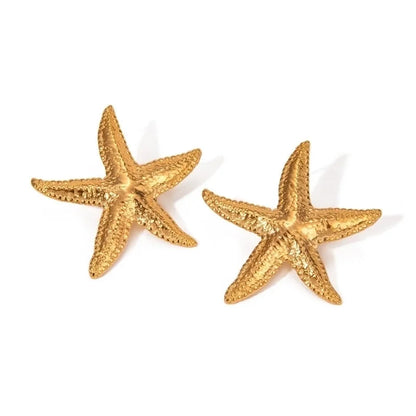 Casual Beach Classic Style Starfish Shell 304 Stainless Steel 18K Gold Plated Rings Earrings