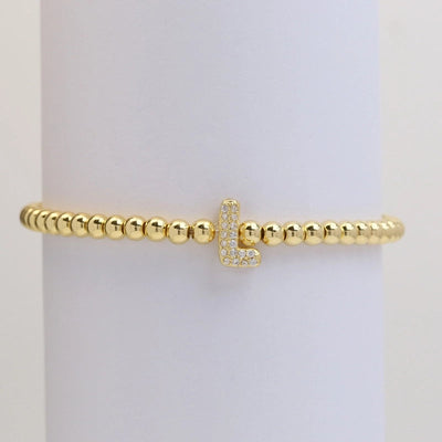 Xi Yin Hot Sale Brass Micro-Inlaid Bubble Balloon Diy26 English Letters Copper Bead Beaded Elastic Wire Bracelet