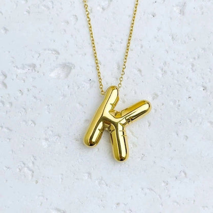 Fashion Balloon Letter Necklace Titanium Steel 26 English Letter Necklace 3D Three-Dimensional Gold Plating Non-Fading