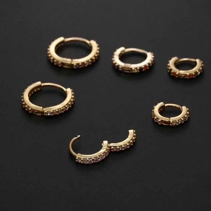 Fashion Round Copper Inlay Zircon Nose Ring