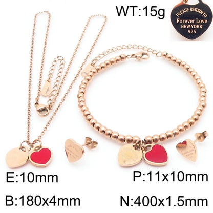 Minimalist Heart Shape 304 Stainless Steel 18K Gold Plated Jewelry Set