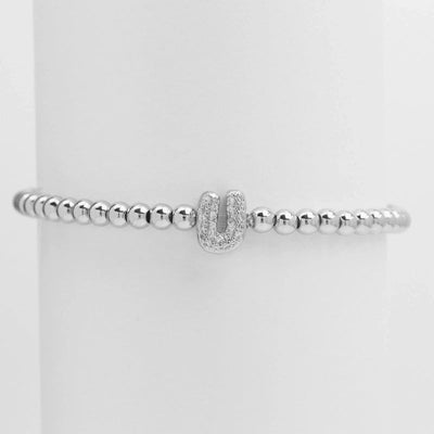 Xi Yin Hot Sale Brass Micro-Inlaid Bubble Balloon Diy26 English Letters Copper Bead Beaded Elastic Wire Bracelet